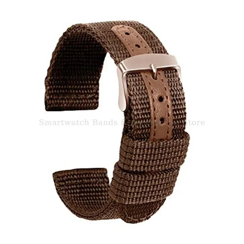 Samsung Galaxy Watch Reinforced Nylon Band in Coffee Brown / Rose Gold Buckle
