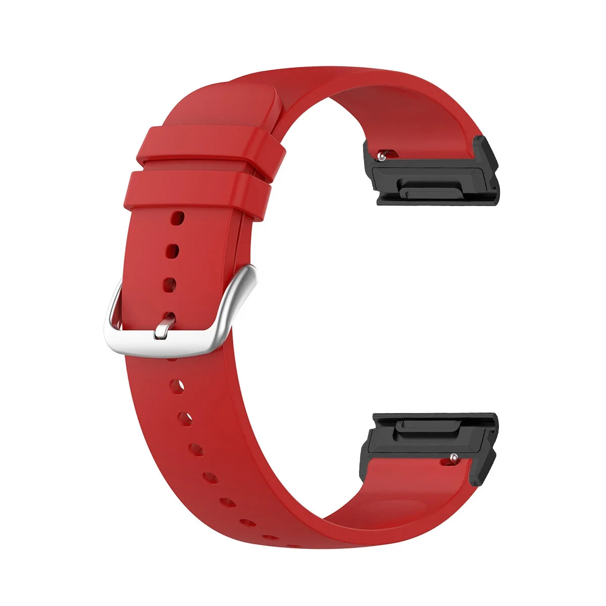 Garmin silicone smartwatch strap in red, flexible band for comfortable daily wear, compatible replacement band.