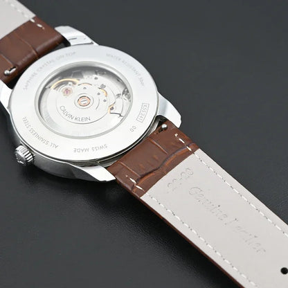 Croc-Embossed Leather Band in white on a watch