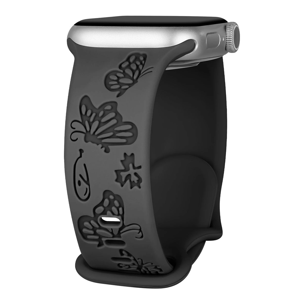 Two-Tone Butterfly Silicone Apple Watch Band in Charcoal / Black