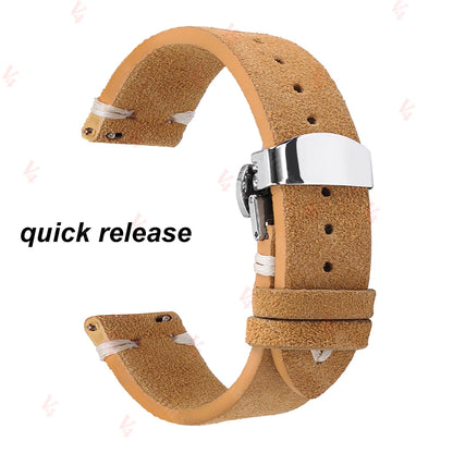 Garmin Suede Butterfly Clasp Band in Camel, White Stitching