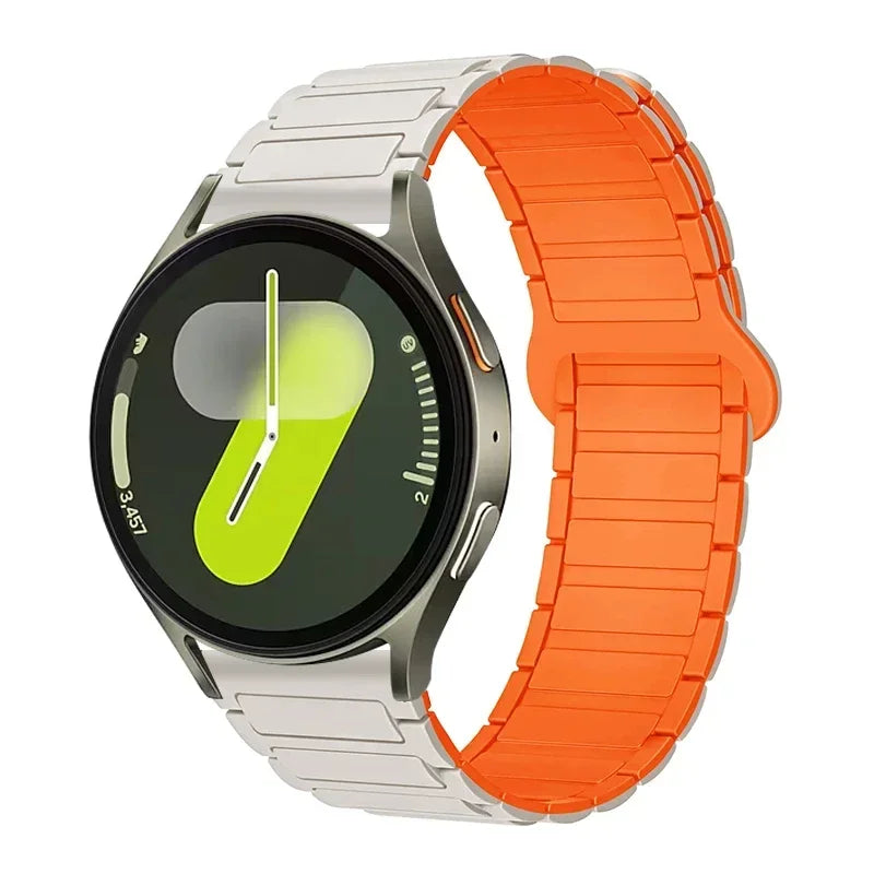 OnePlus Smartwatch Sport Magnetic Silicone Watch Band Strap with vibrant orange color and soft elastic parachute fabric.