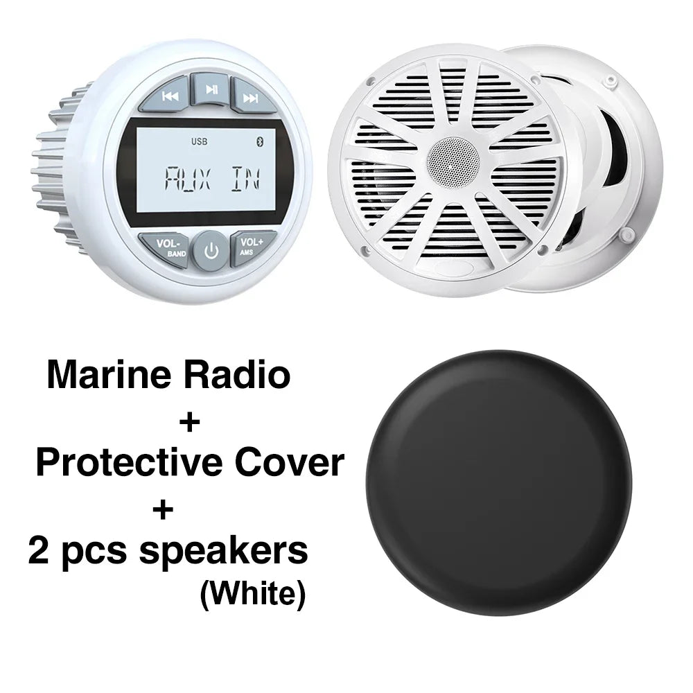 Golf Cart Bluetooth Stereo, Waterproof Marine Radio, White