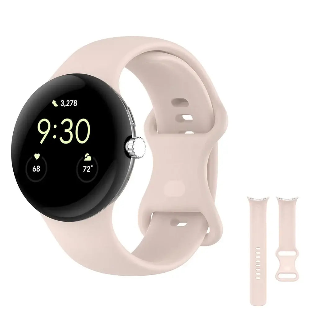 Smooth Silicone Google Pixel Watch Band in Blush Pink