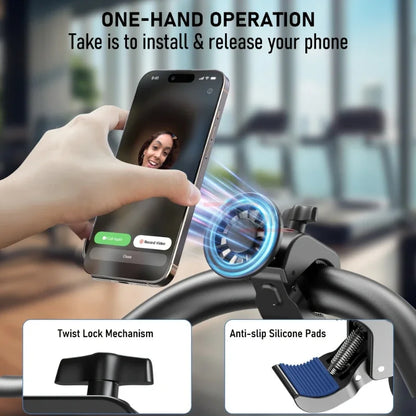 Magnetic Golf Cart Phone Mount with Bar Clamp, MagSafe Compatible