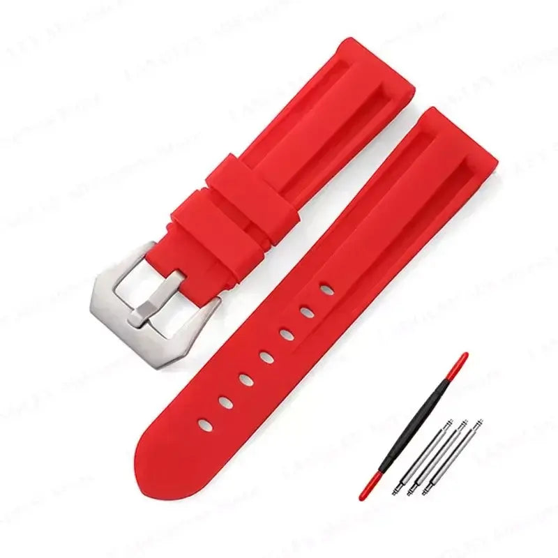 Samsung Galaxy Watch Raised-Panel Silicone Band in Red / Silver Buckle