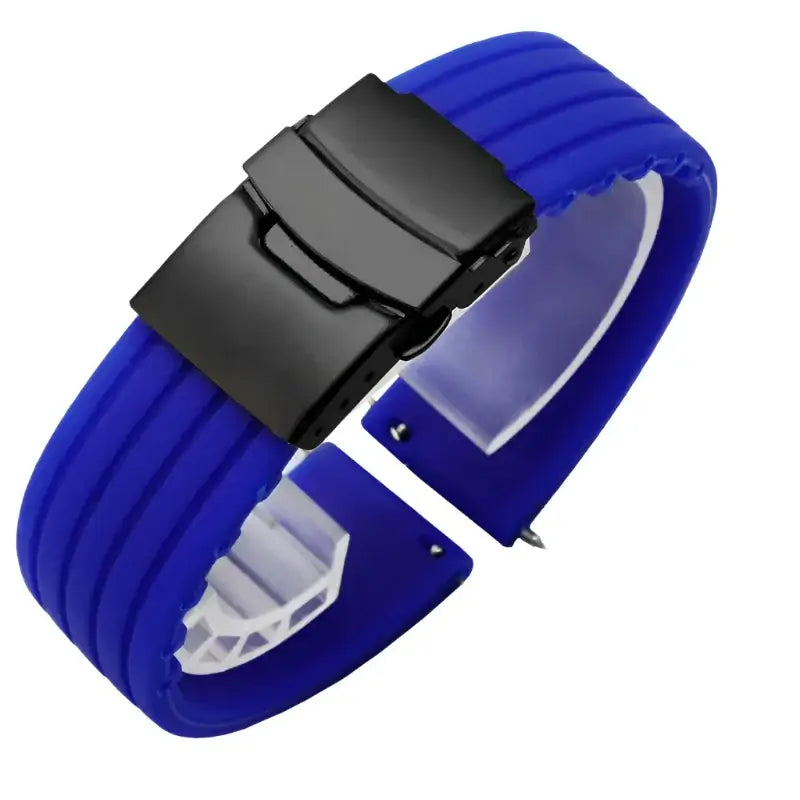 Suunto Ribbed Silicone Folding-Clasp Band - Royal Blue / Black Clasp
