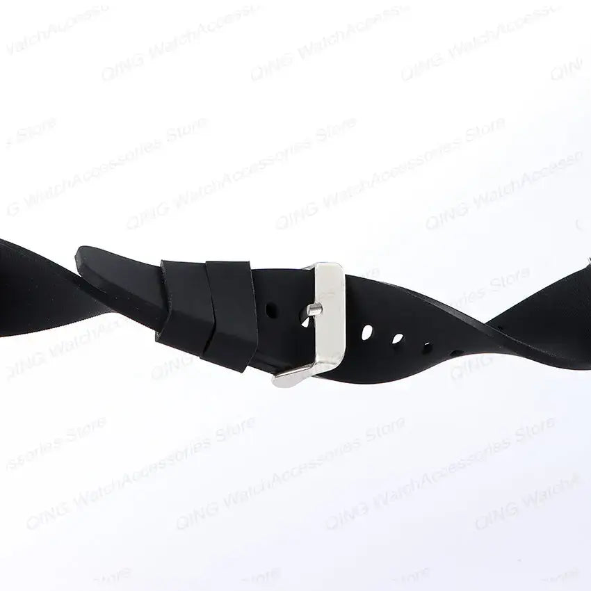Black silicone strap twisted to show flexibility