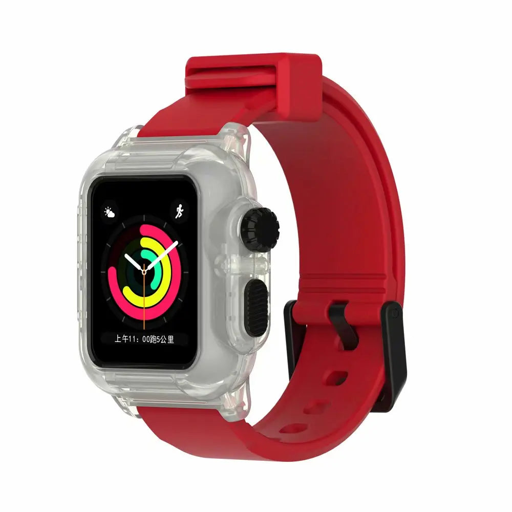 Apple Watch Silicone Strap in red with waterproof luminous design for stylish and functional smartwatch accessories.