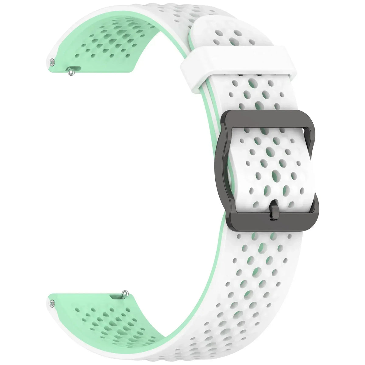 Perforated Silicone Buckle Band for Polar – White / Mint Green