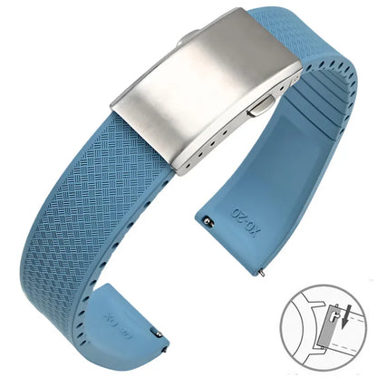 Garmin FKM Rubber Band in Light Blue with Silver Clasp