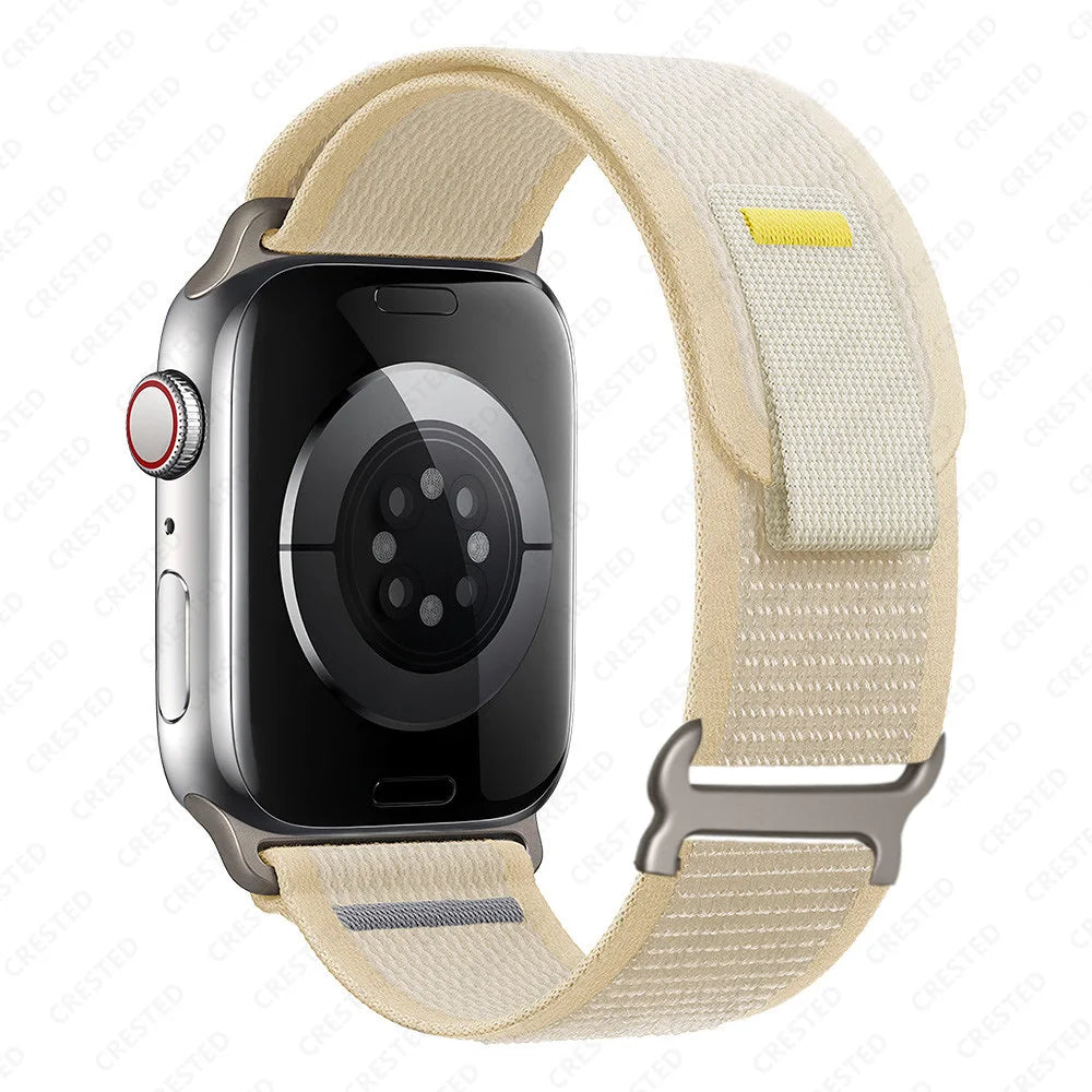 Apple Watch with Trail Loop Nylon Strap, lightweight, breathable, comfortable for all-day wear.