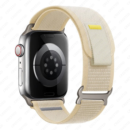 Apple Watch with Trail Loop Nylon Strap, lightweight, breathable, comfortable for all-day wear.