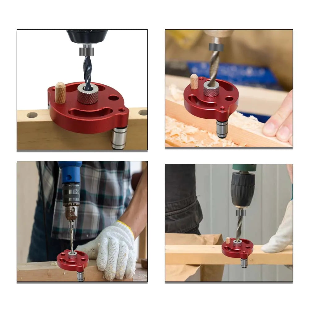 Self-Centering Dowel Jig, Handheld Drill Guide with Bushings