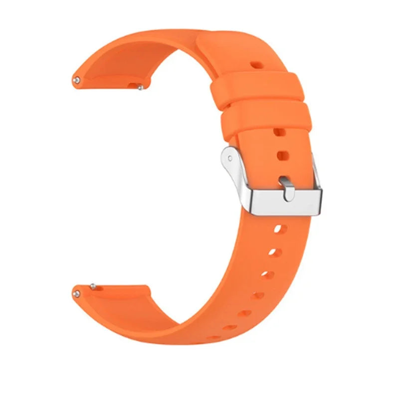 Motorola Moto Watch Bands Silicone Replacement Strap with Metal Buckle in vibrant orange color.
