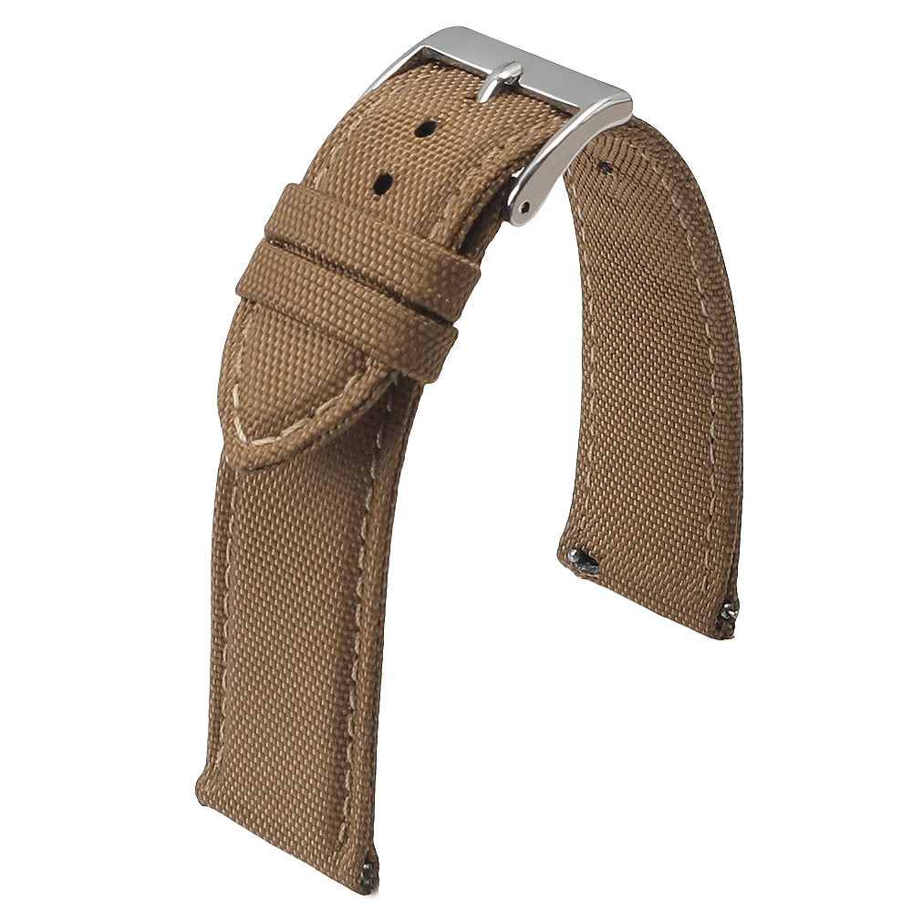 Polar Sailcloth Nylon Watch Band with Pin Buckle — Brown
