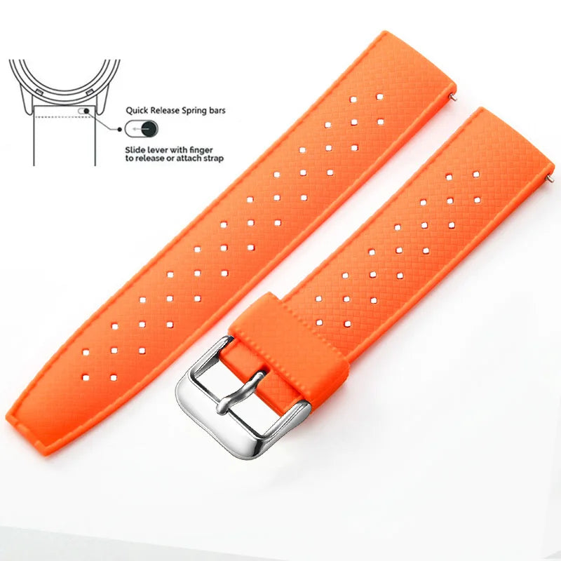 Tropic Silicone Band for Polar – Orange / Silver Buckle (Option 1)