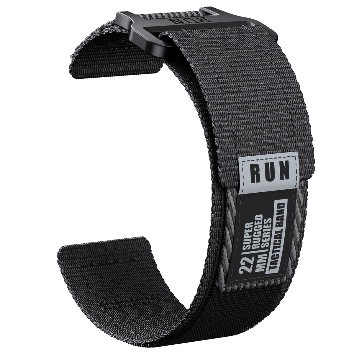 COROS Nylon Hook-and-Loop Band with Label Detail – Black / Gray Label