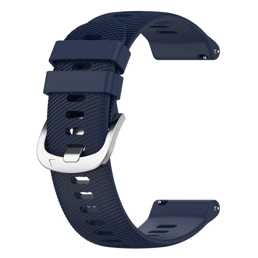 Polar Textured Silicone Sport Band in Solid and Two-Tone Colors — Navy Blue / Silver Buckle
