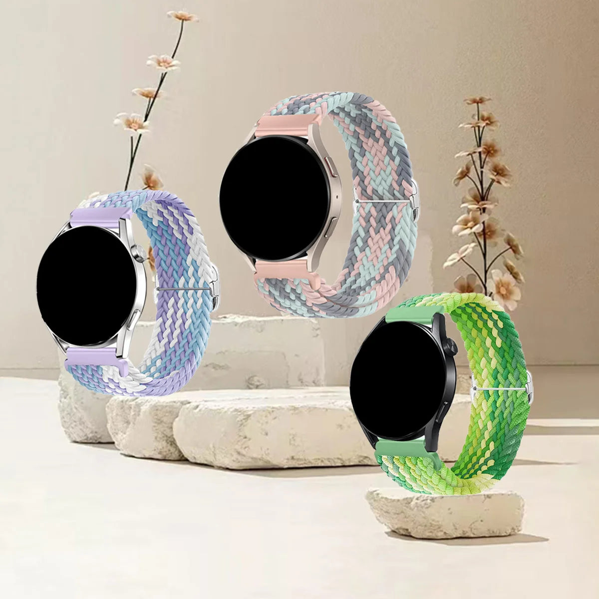 Braided Stretch Loop Band 3-Pack in Lavender Mix, Pastel Mix & Green Mix