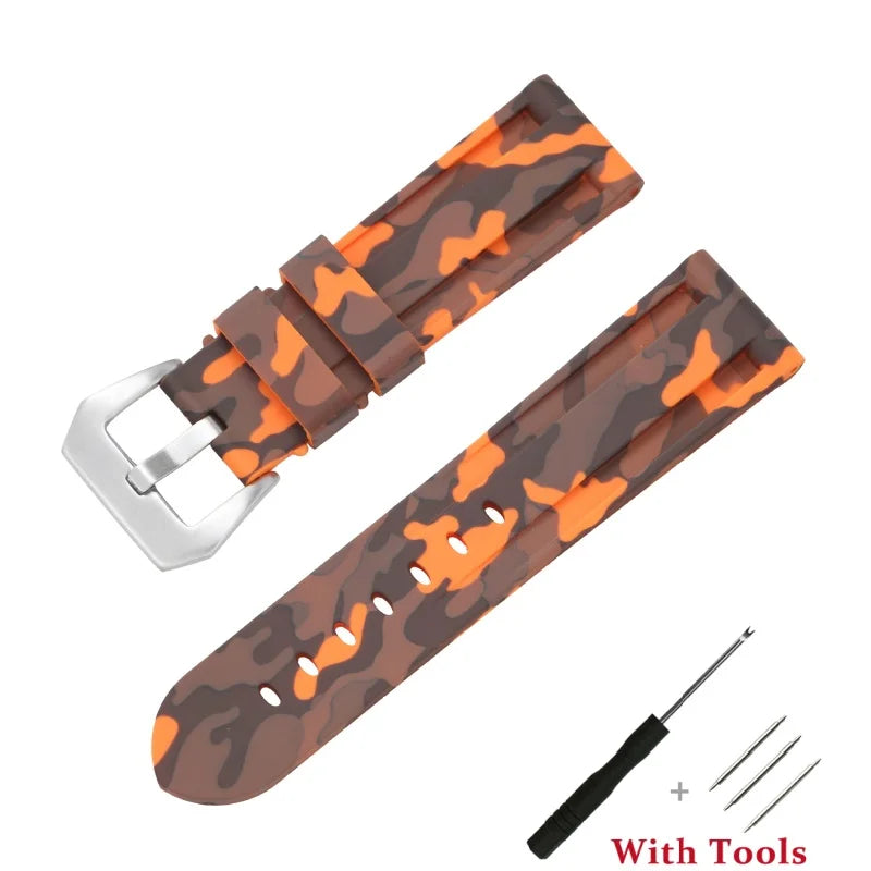 Motorola Moto Silicone Buckle Band in Solid and Camo Colors — Orange Camo