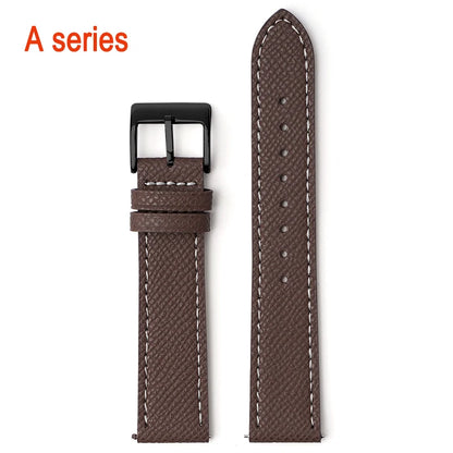 Garmin Epsom Leather Band in Dark Brown, White Stitching with Black Buckle