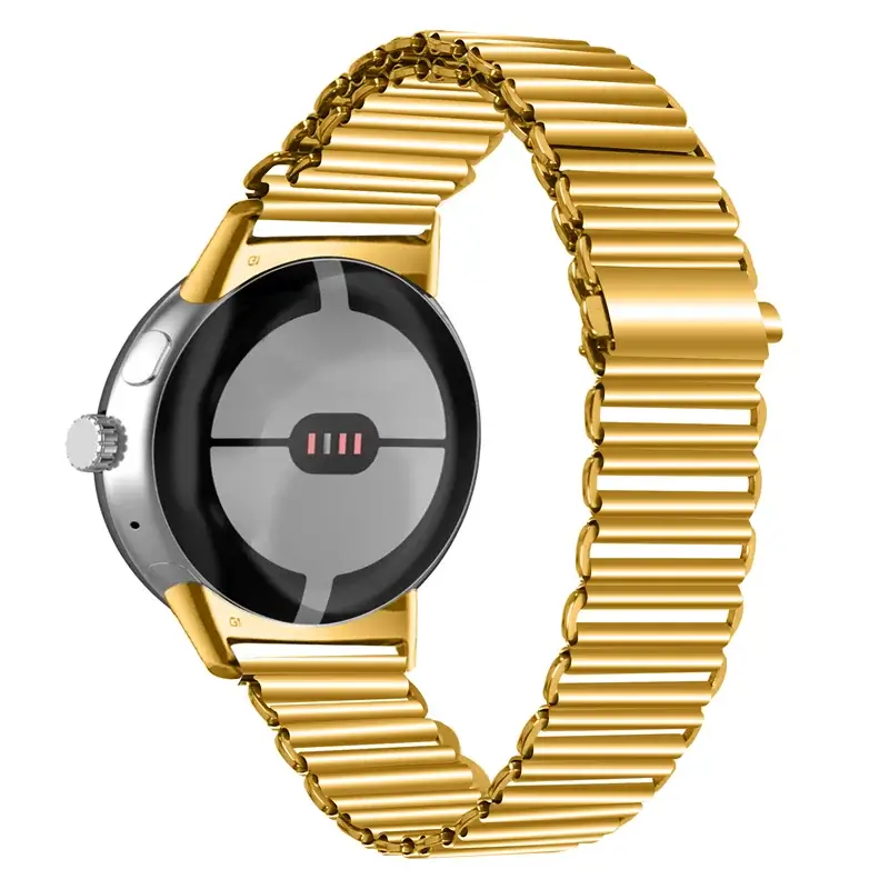 Ribbed Steel Link Google Pixel Watch Bracelet in Gold