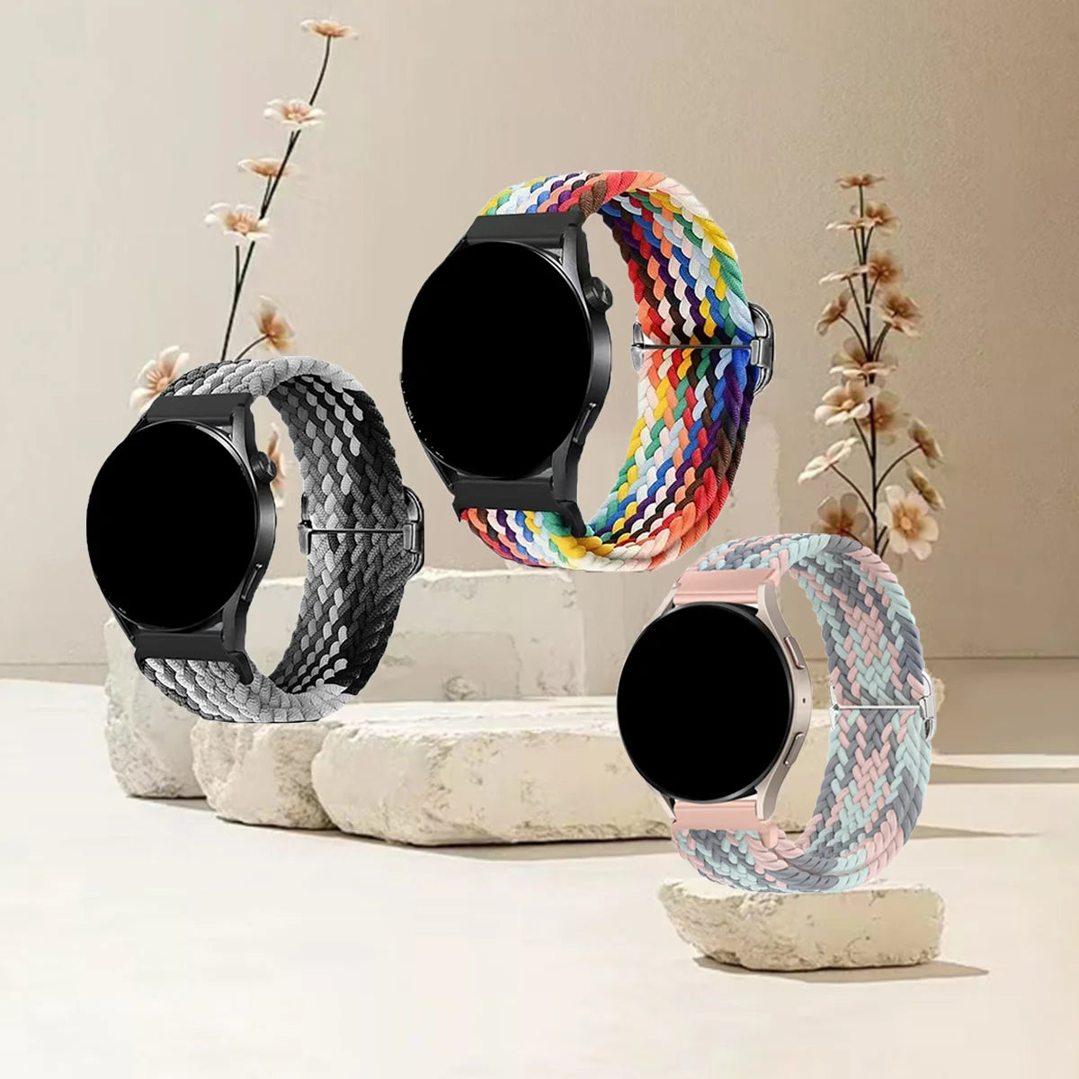 Braided Stretch Loop Band 3-Pack in Gray Mix, Rainbow & Pastel Mix