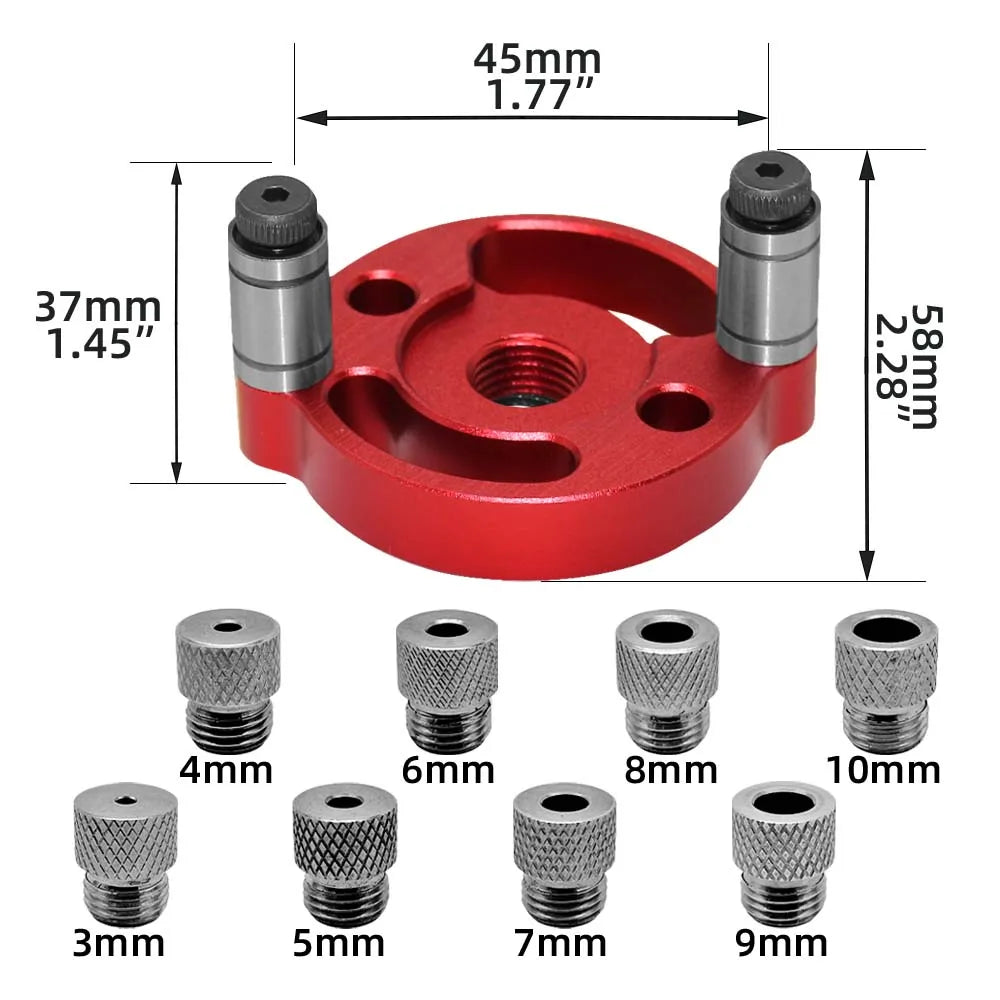 Self-Centering Dowel Jig, Handheld Drill Guide with Bushings