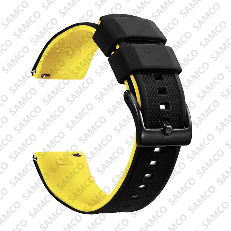 Polar Textured Silicone Band with Buckle Choices – Black / Yellow / Black Buckle