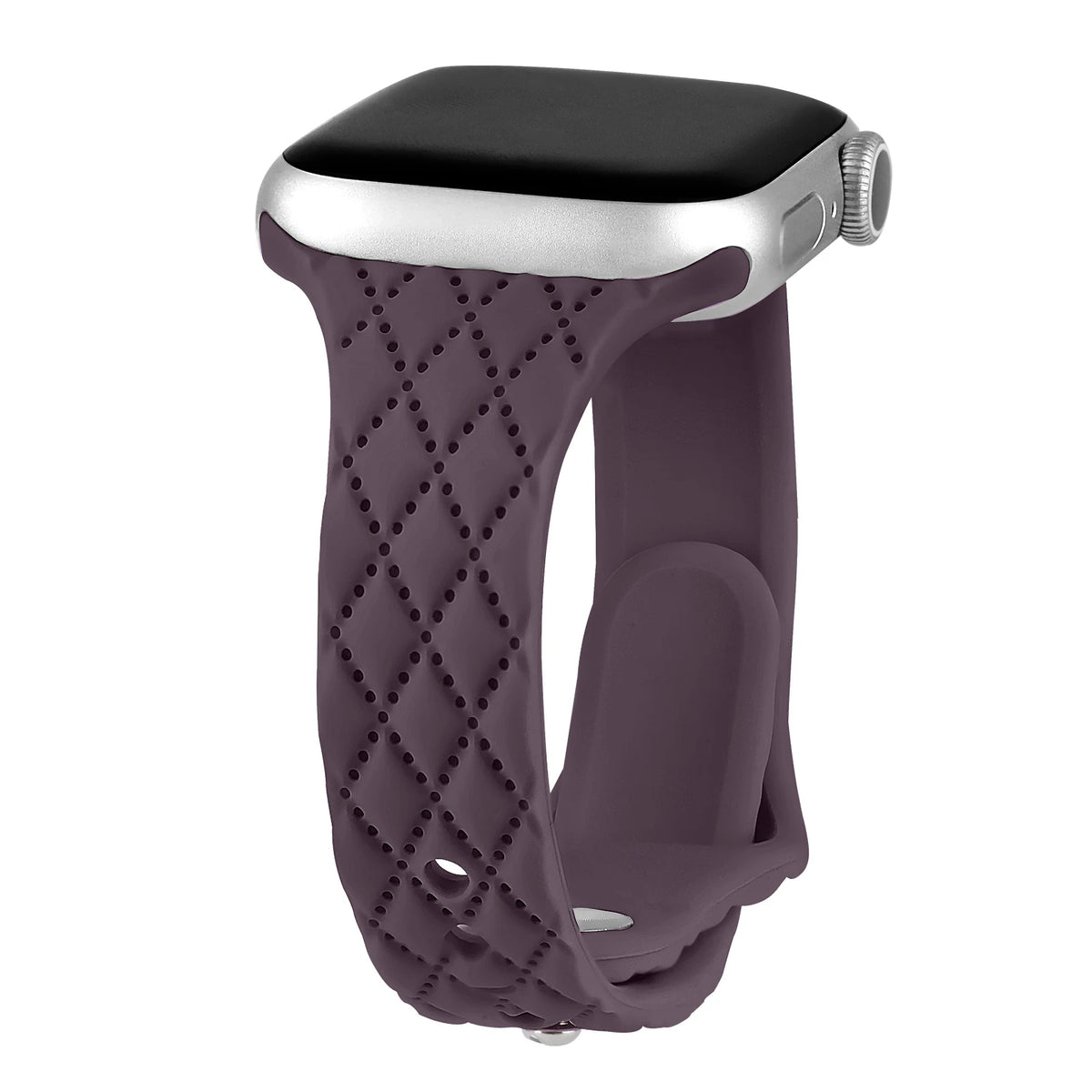 Diamond-Pattern Slim Silicone Apple Watch Band in Plum