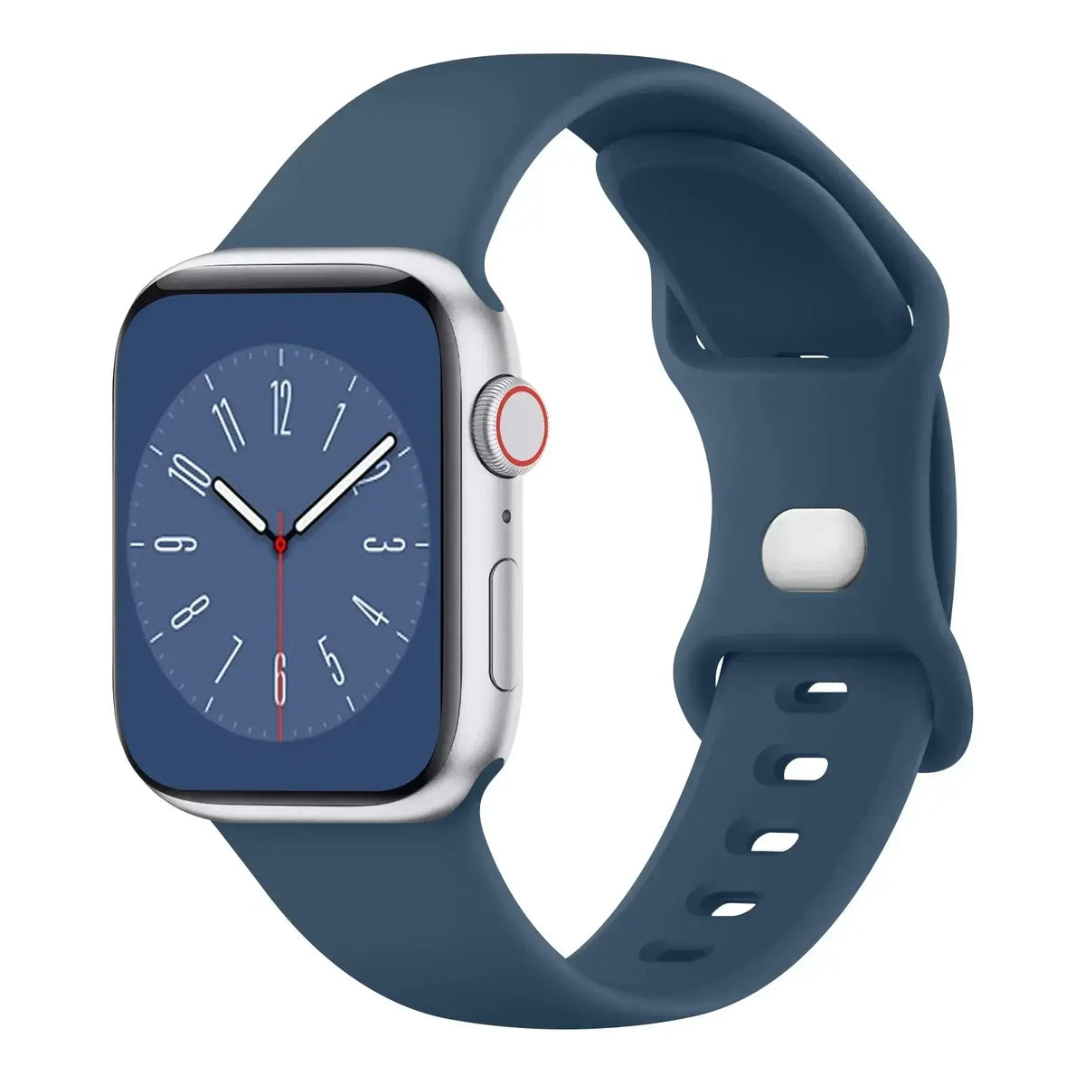 Deep Blue slim silicone Apple Watch band with pin-and-tuck fastening