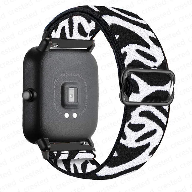 COROS Adjustable Elastic Fabric Watch Band - Black / White Zebra