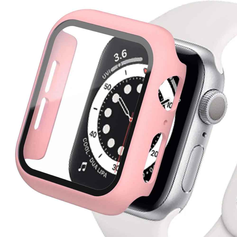 Quality protective case in pink for Apple Watch, offering style and robust protection against scratches and drops.