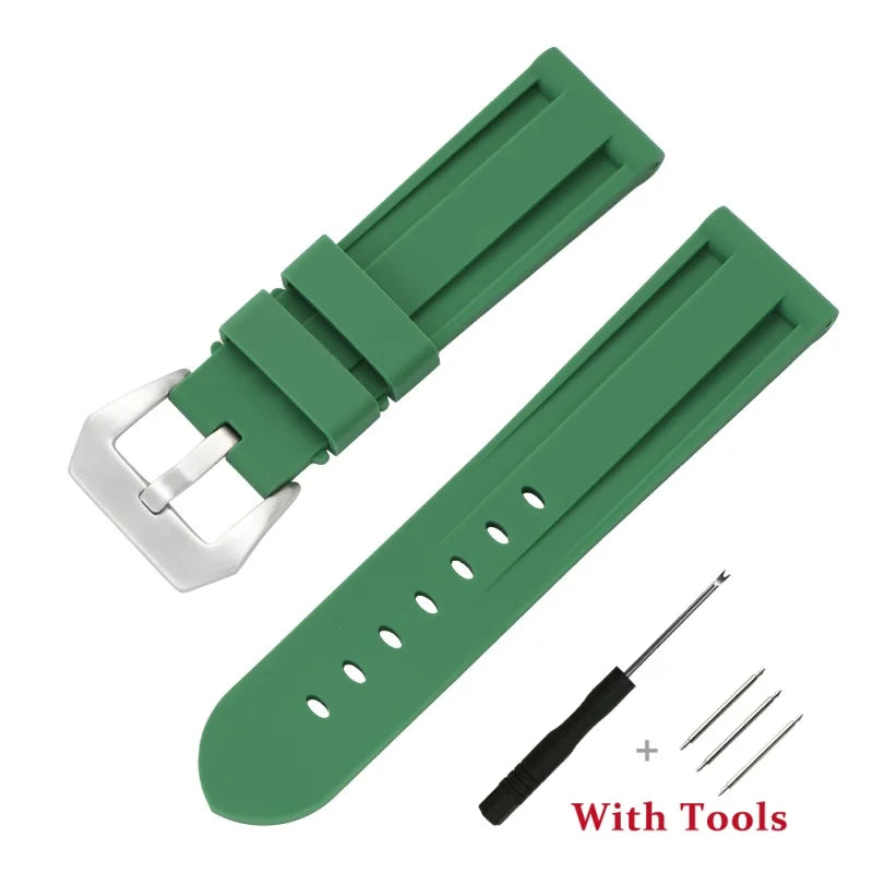 Polar Silicone Buckle Band in Solid and Camo Colors — Green