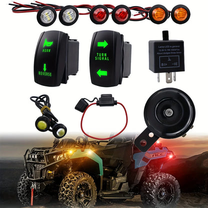 Golf Cart Turn Signal & Horn Kit with Rocker Switches, 12V