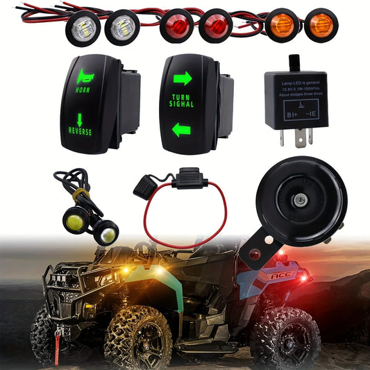 Golf Cart Turn Signal & Horn Kit with Rocker Switches, 12V