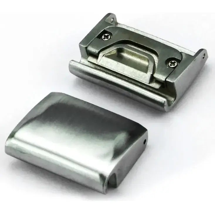 QuickFit stainless steel adapters for Garmin smartwatch, offering a sleek and modern design.