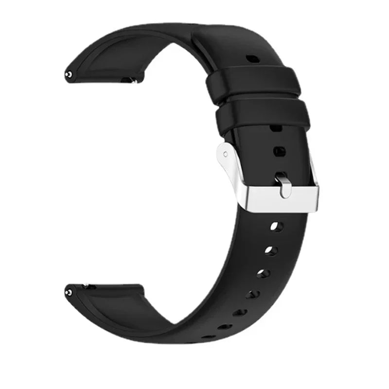 COROS Smooth Silicone Watch Band with Pin Buckle - Black - Silver Buckle
