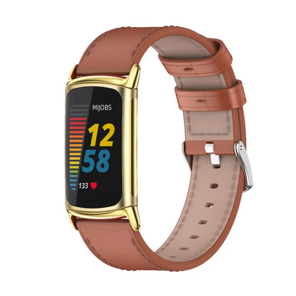 Fitbit Charge 6 with stylish brown leather strap, showcasing smartwatch features and a comfortable fit for daily wear.