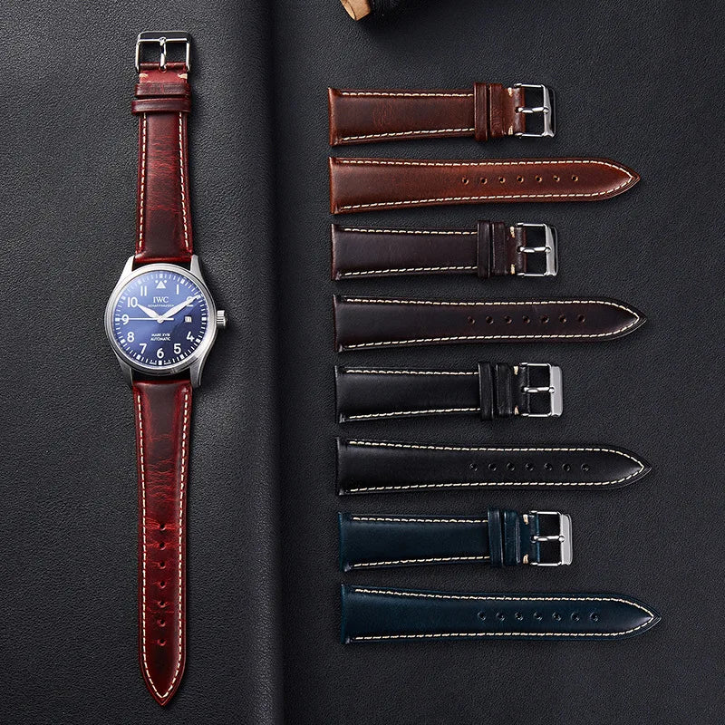 Motorola Moto Oil-Waxed Leather Band with Contrast Stitching — Leather strap color assortment