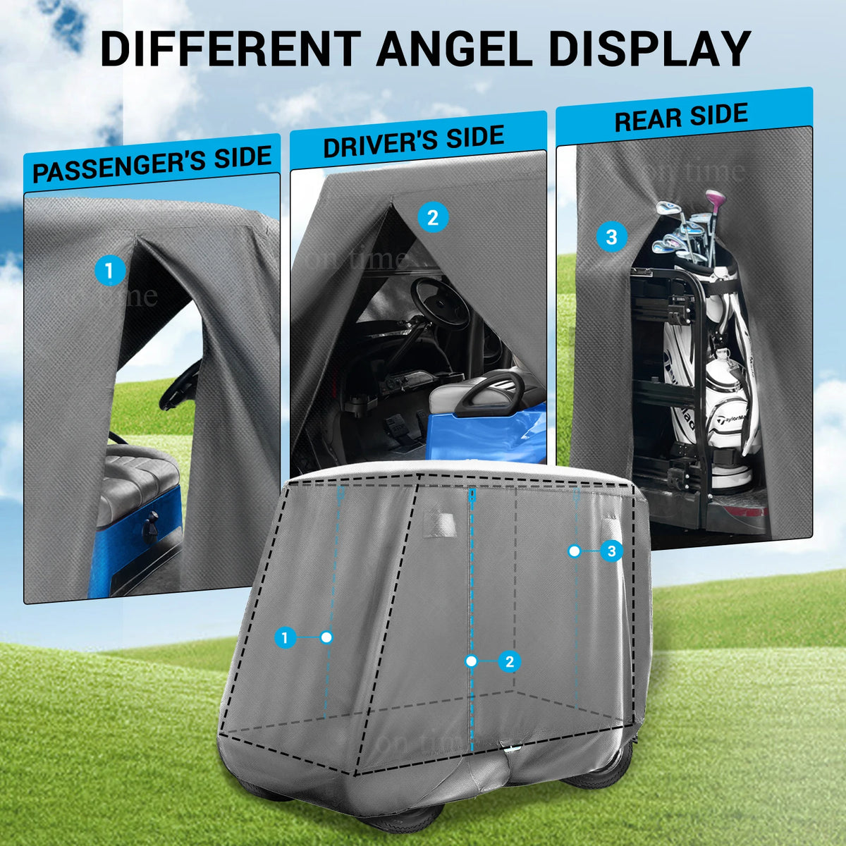 Heavy Duty Golf Cart Cover for 2+2 and 4 Passenger Carts, 600D