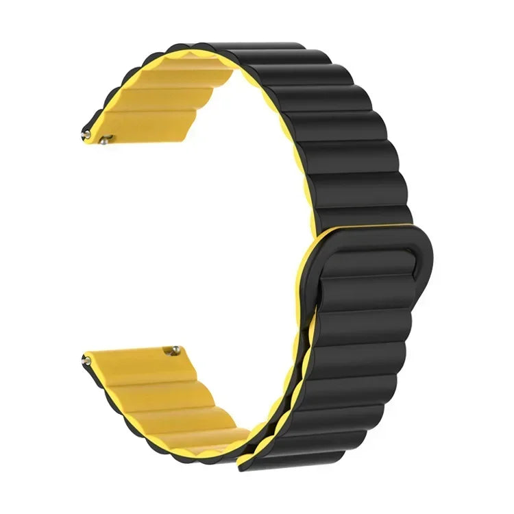 COROS Ribbed Magnetic Silicone Loop Watch Band - Black / Yellow