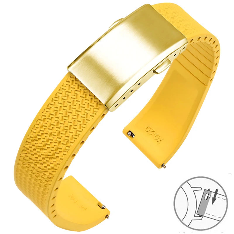 Garmin FKM Rubber Band in Yellow with Gold Clasp