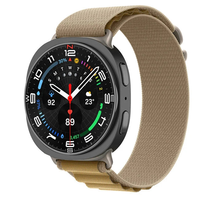Galaxy Watch8, Watch8 Classic & Watch9 Adjustable Nylon Loop in Khaki Brown