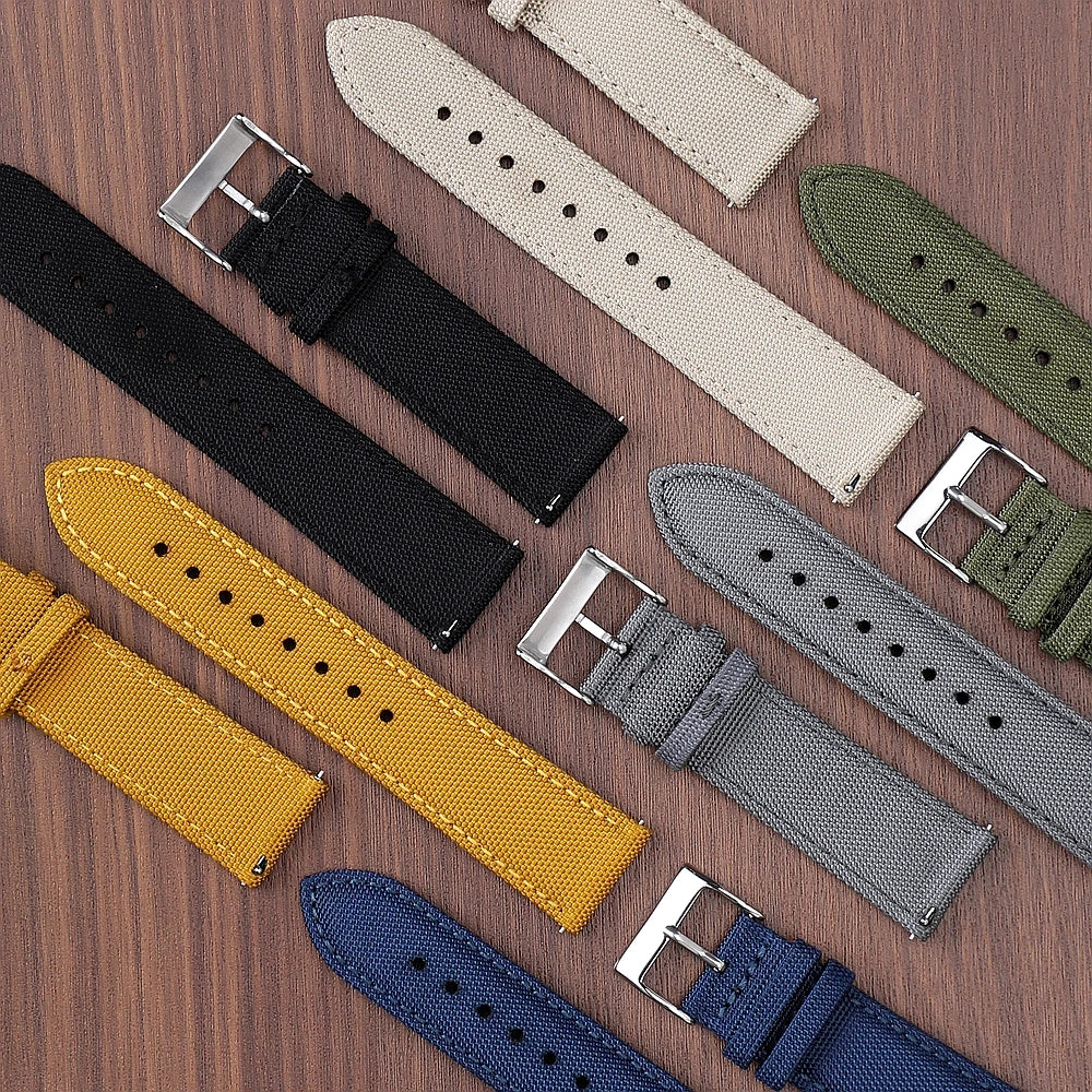 Motorola Moto Sailcloth Nylon Watch Band with Pin Buckle — Woven strap color assortment