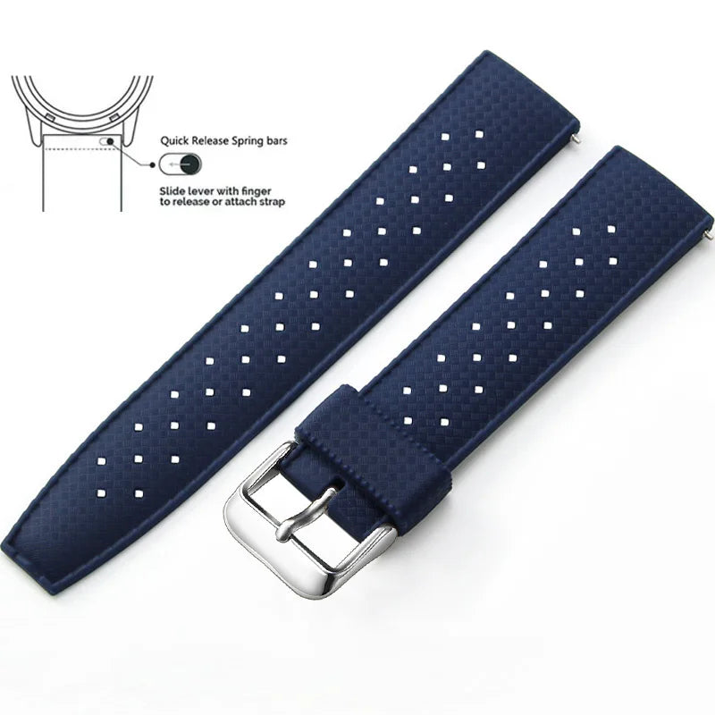 Tropic Silicone Band for Motorola Moto — Navy Blue / Silver Buckle (Option 1)