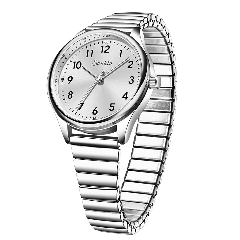 Women's Arabic Numeral Quartz Watch — Silver Bracelet / Silver Dial — BandsCo Straps