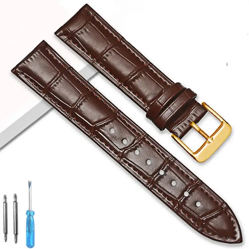 Suunto Crocodile-Embossed Leather Buckle Band – Dark Brown / Gold Buckle