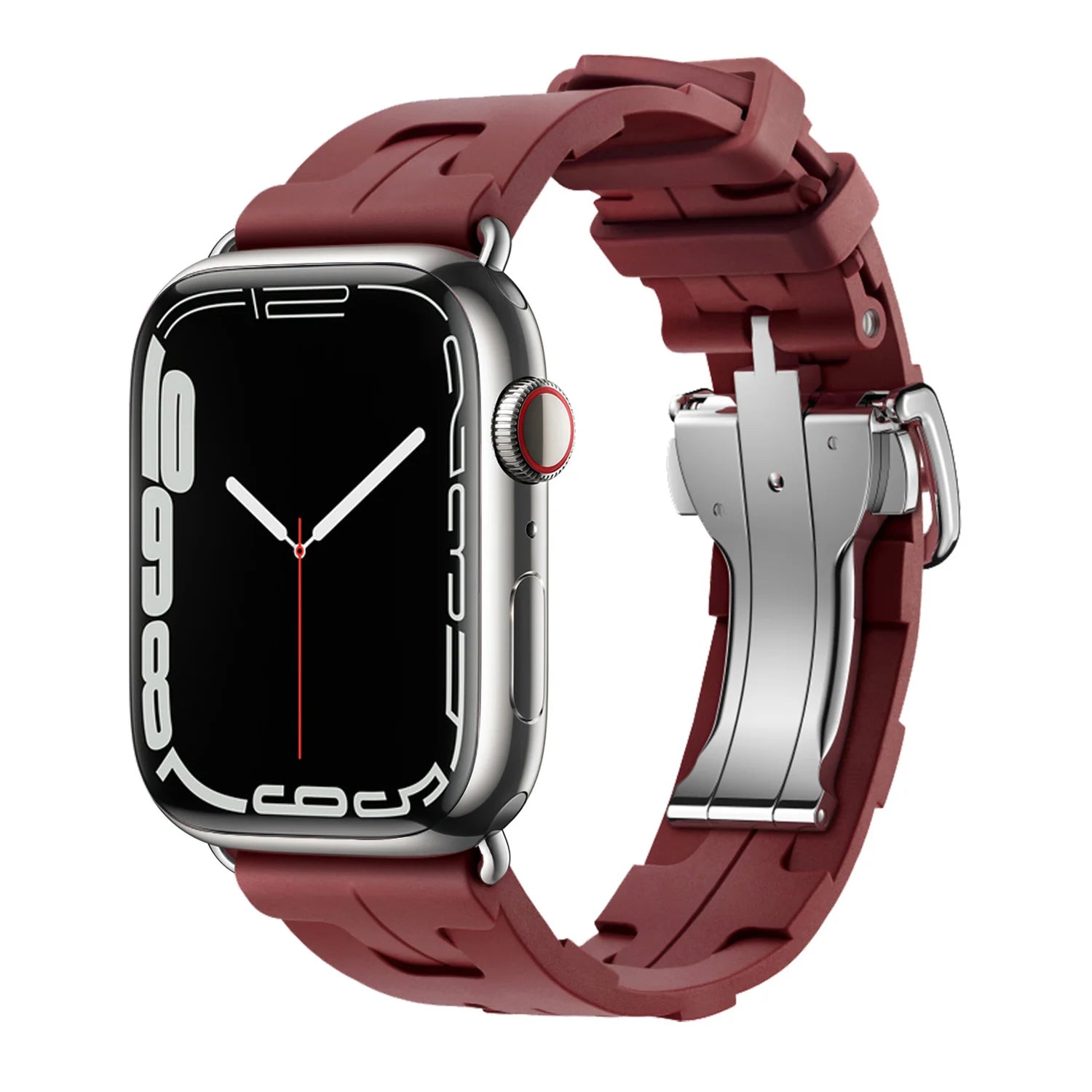 Apple Watch Silicone Band in red, soft flexible waterproof strap for enhanced comfort and durability.